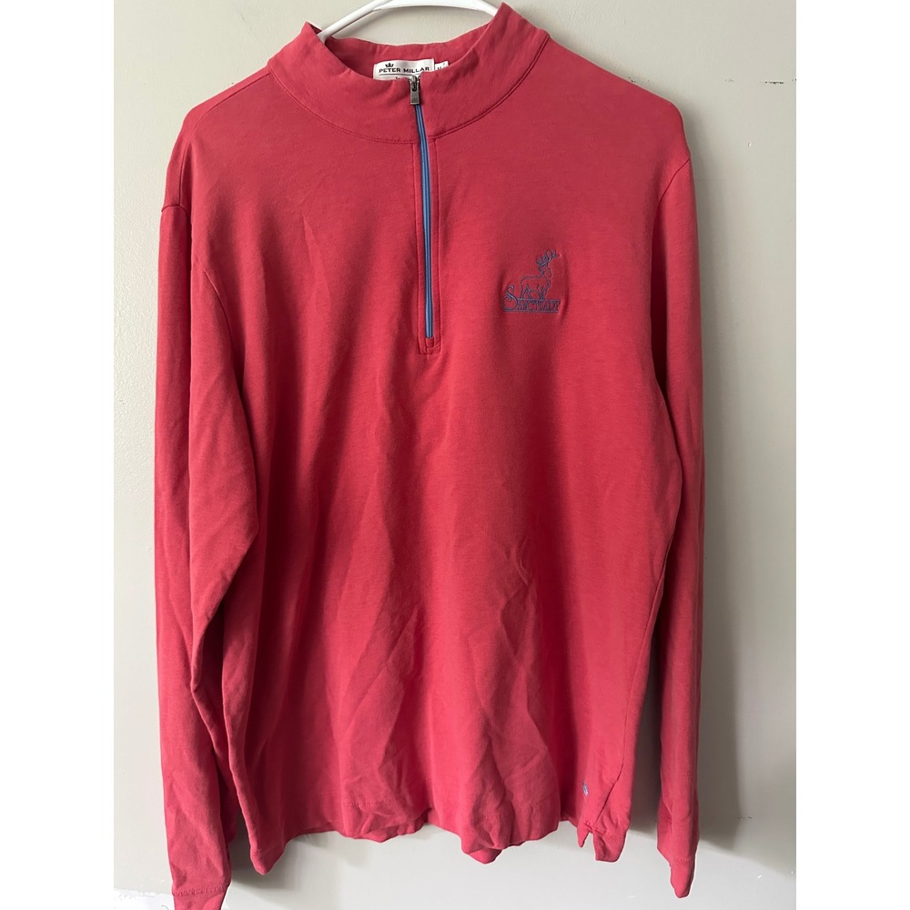 Peter Millar Seaside Mens M Pima Cotton Baby Alpaca Quarter Zip Sanctuary Red
